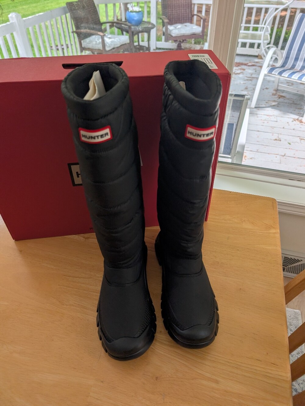 Hunter Black Quilted Tall Winter Boots Women's 8